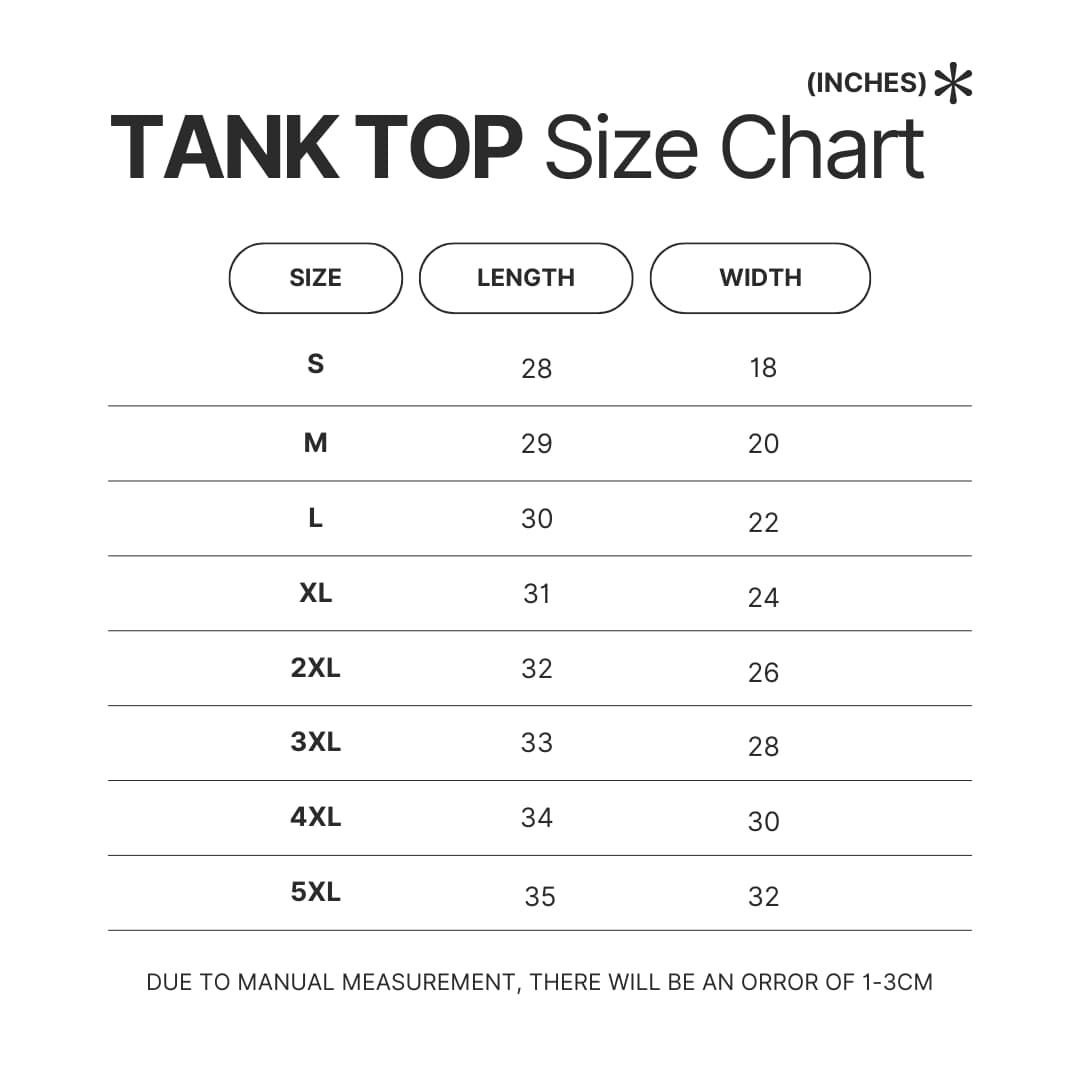 Tank Top Size Chart - Helluva Boss Shop